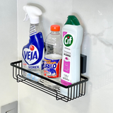 Suporte  Moderno Para Shampoo Com Ventosa 28 cm  Preto Fosco de Alta Resistencia