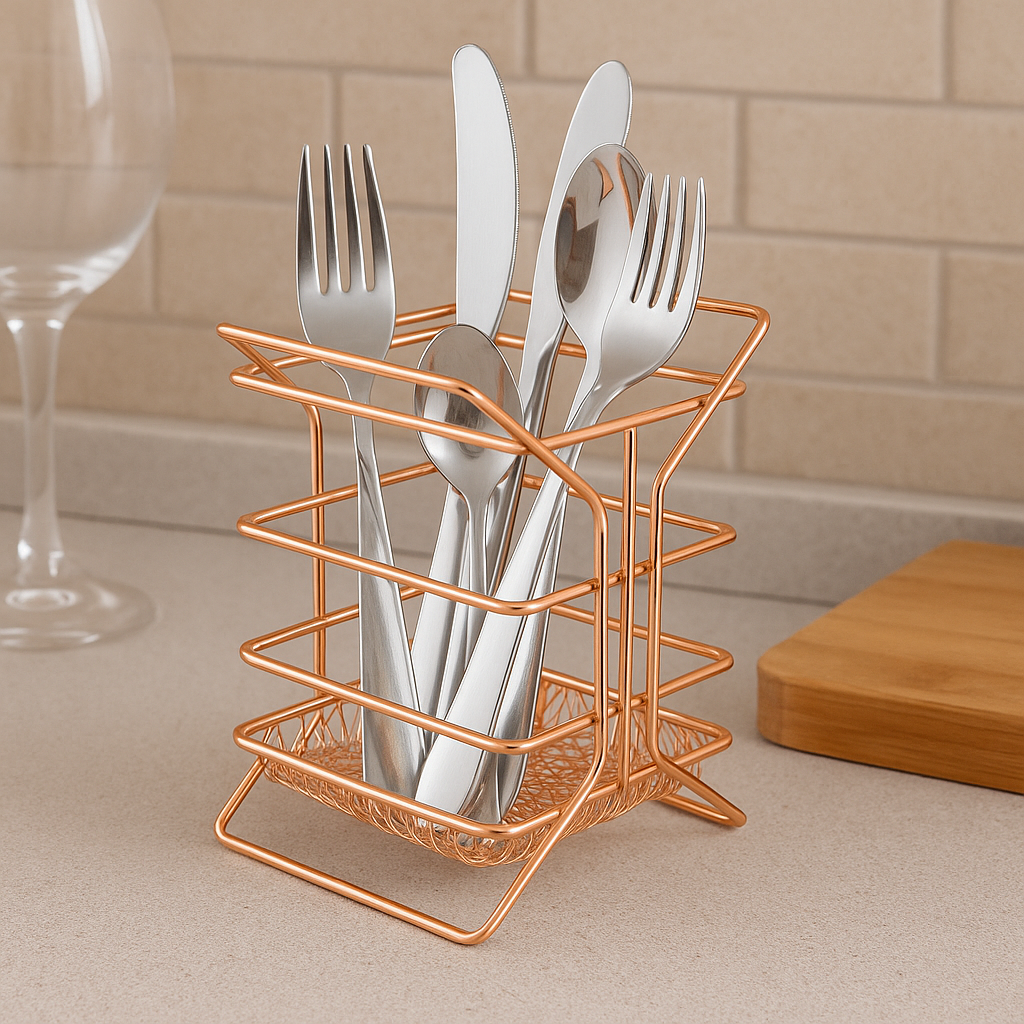Organizador com Divisórias Suporte De Talheres Rose Gold