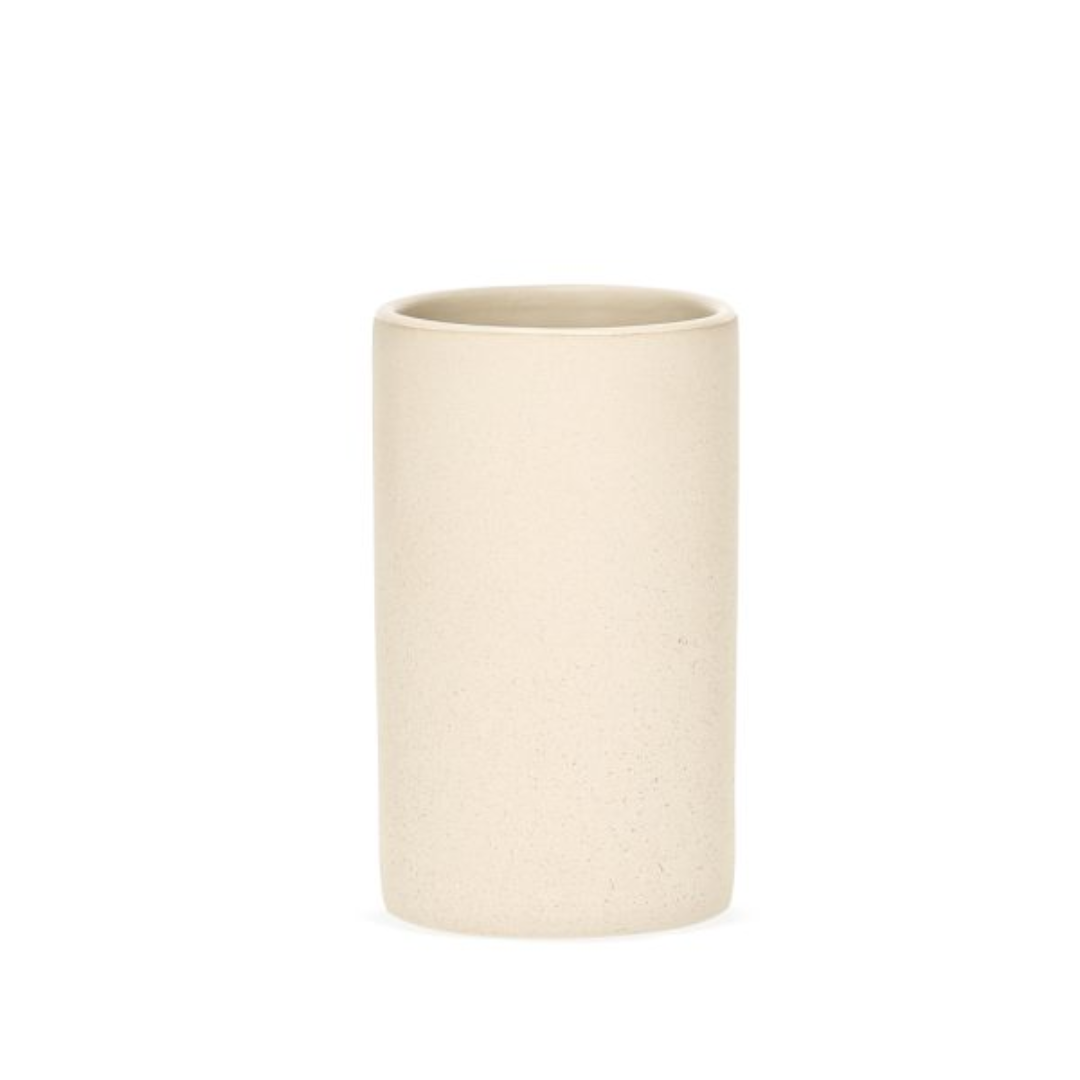 Copo Porta Escova em Cerâmica Bege 12cm
