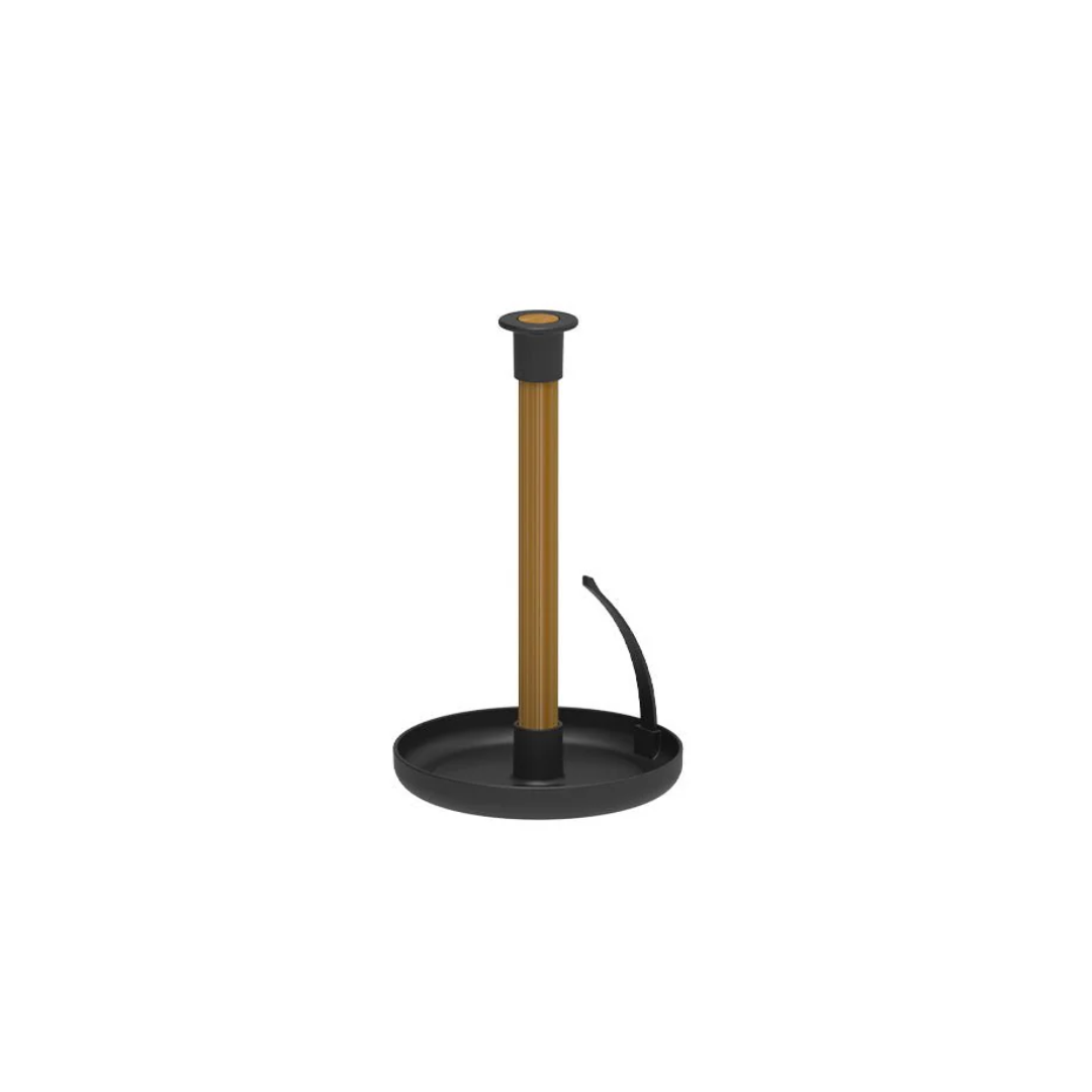 Porta Papel Toalha Lume Plástico e Bambu Preto 24cm