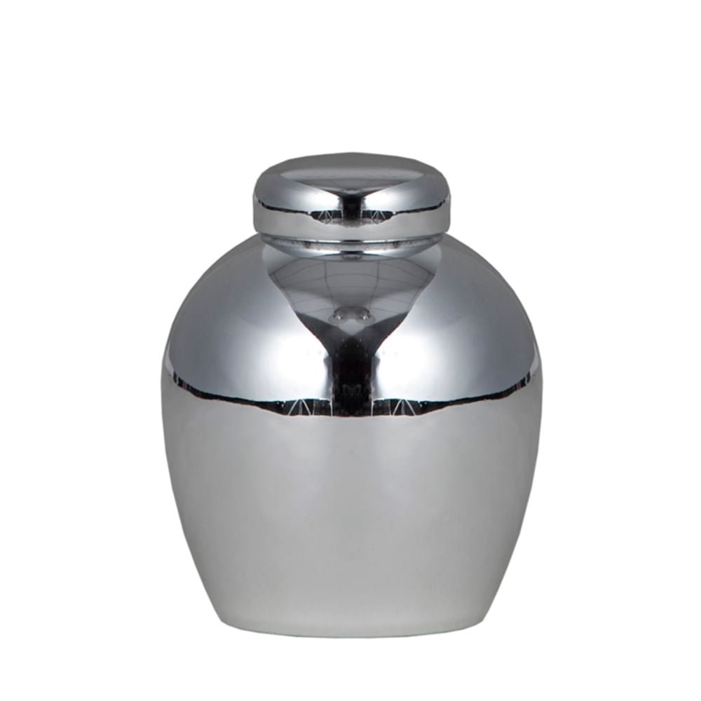 Pote Cerâmica com Tampa Round Chinese Style Prata - 10 cm - Ela Decora