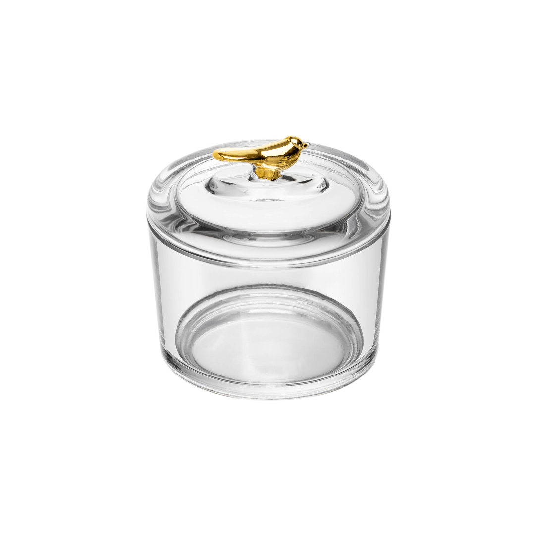 Pote com Tampa de Cristal Ecológico Golden Bird - Ela Decora