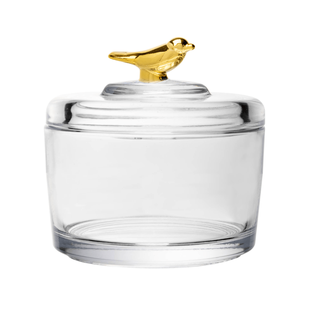 Pote com Tampa de Cristal Ecológico Golden Bird - Ela Decora