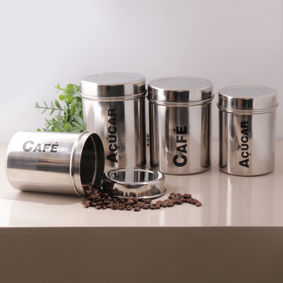 Pote de Açucar em Aço Inox Viena 12,4cm - Ela Decora