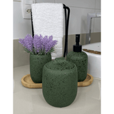 Pote de Cerâmica Porta Algodão Verde Musgo 13cm - Ela Decora