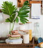 Pote de Vidro com Tampa de Bambu Circular Mantimento 1,1 Litros - Ela Decora