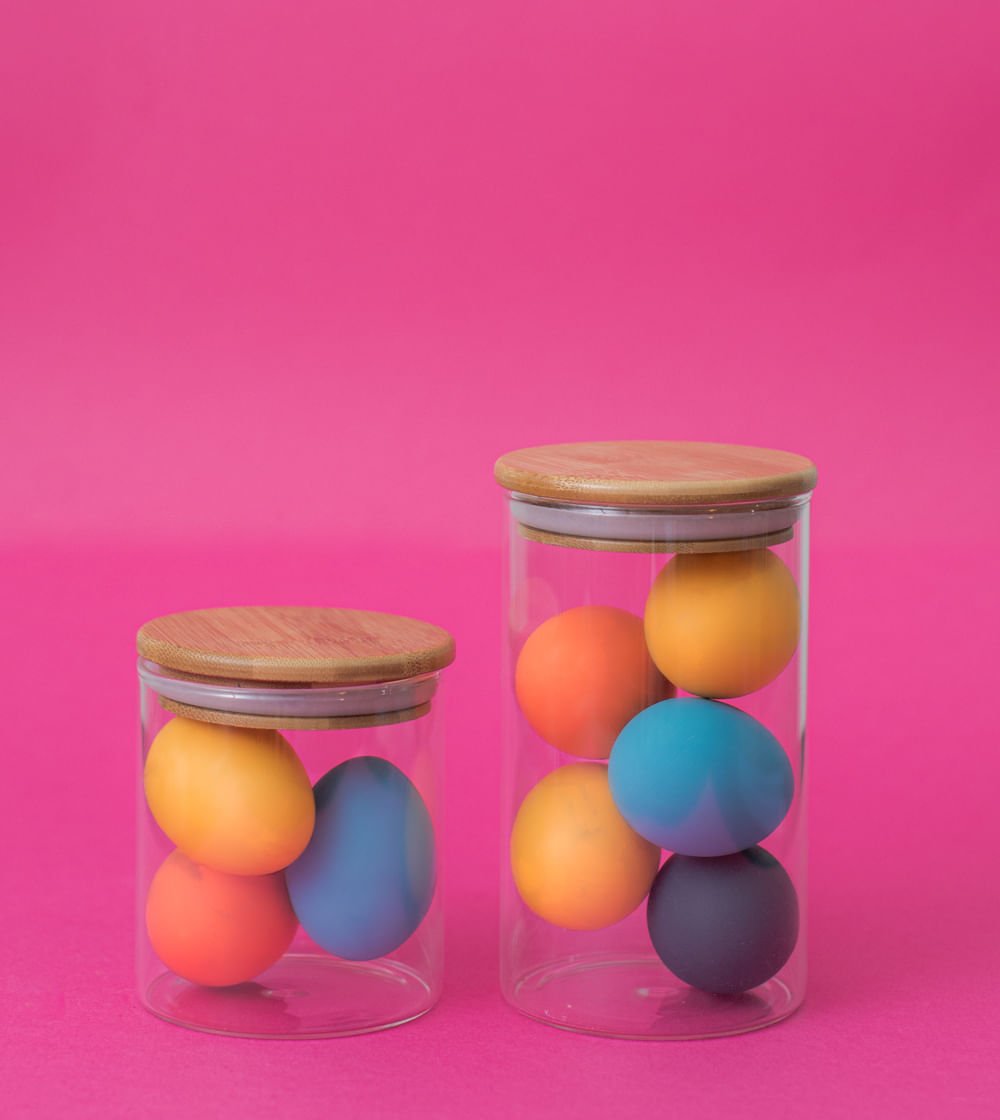 Pote de Vidro com Tampa de Bambu Circular Mantimento 1,1 Litros - Ela Decora