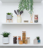 Pote de Vidro com Tampa de Bambu Circular Mantimento 2 Litros - Ela Decora
