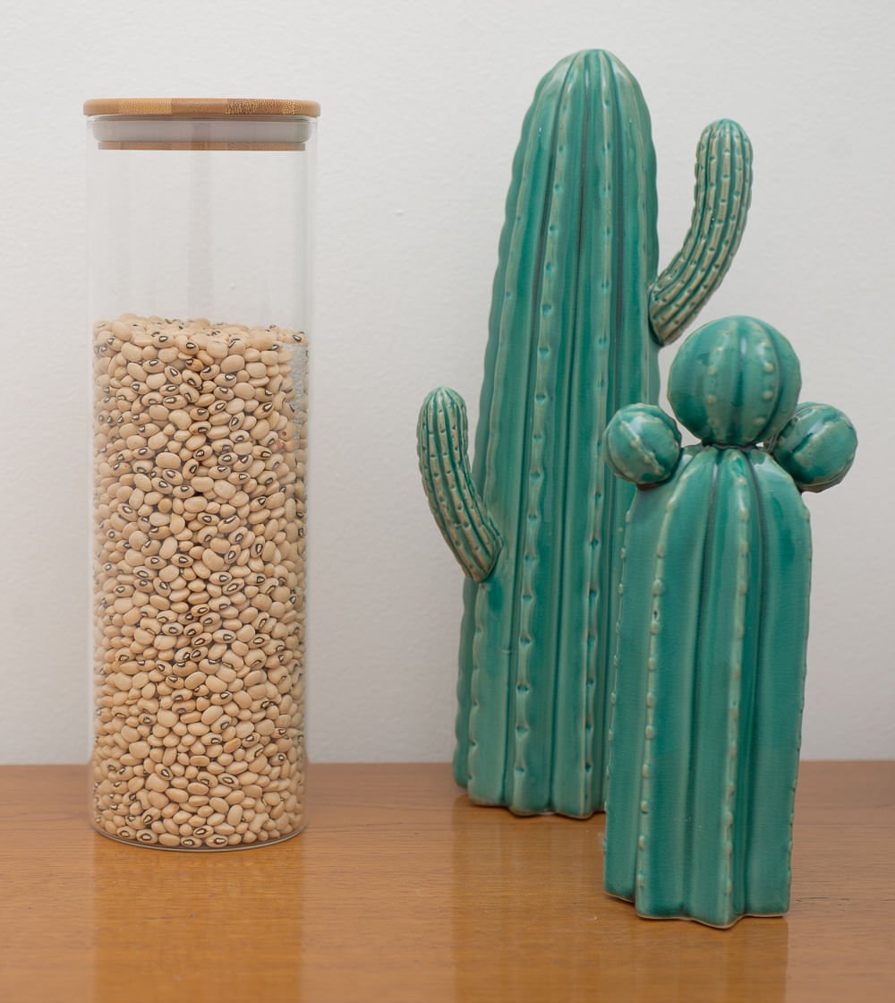 Pote de Vidro com Tampa de Bambu Circular Mantimento 2 Litros - Ela Decora