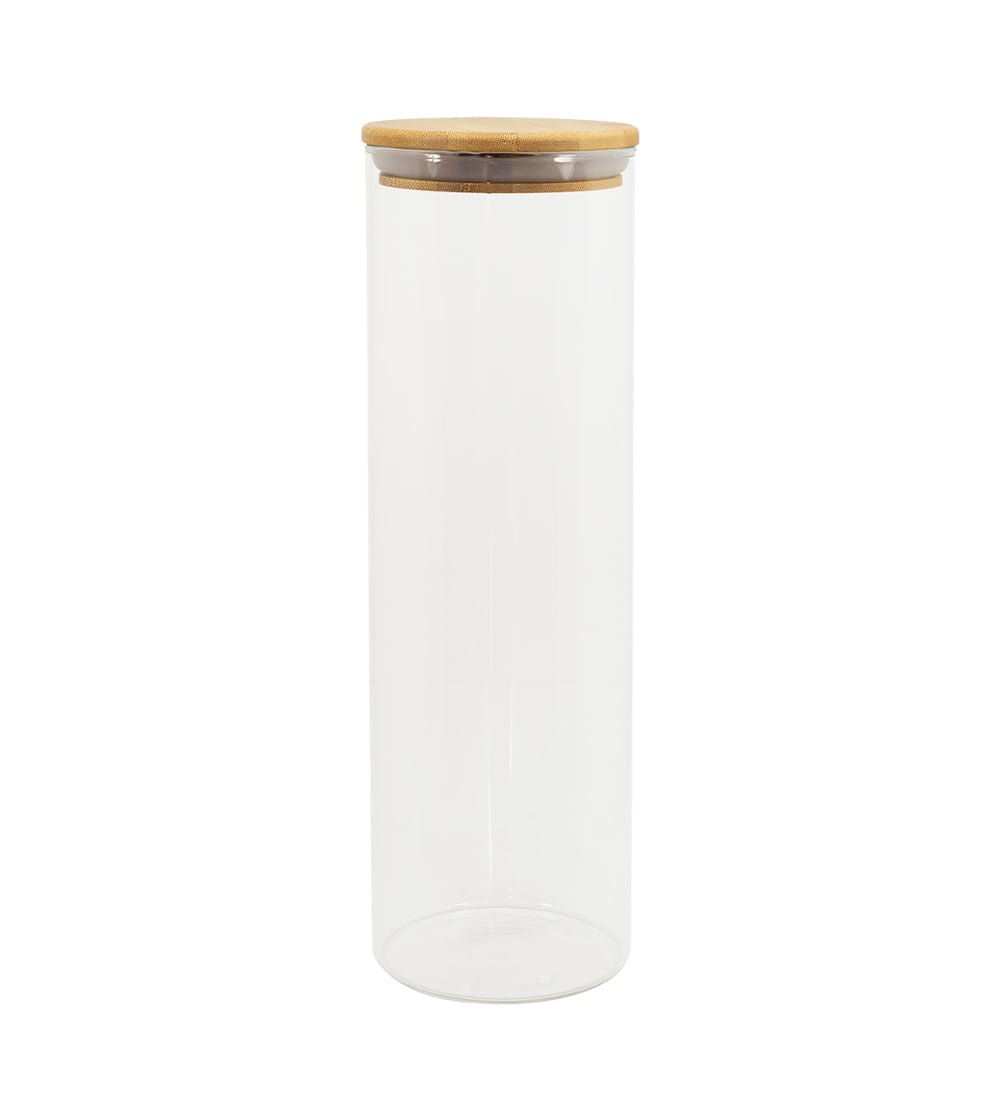 Pote de Vidro com Tampa de Bambu Circular Mantimento 2 Litros - Ela Decora