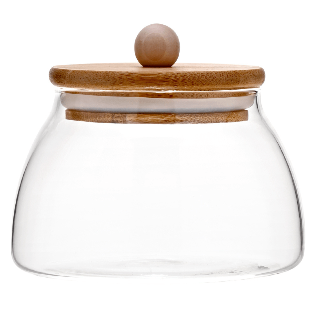 Pote de Vidro com Tampa de Bambu Ecokitchen 11,2cm - Ela Decora