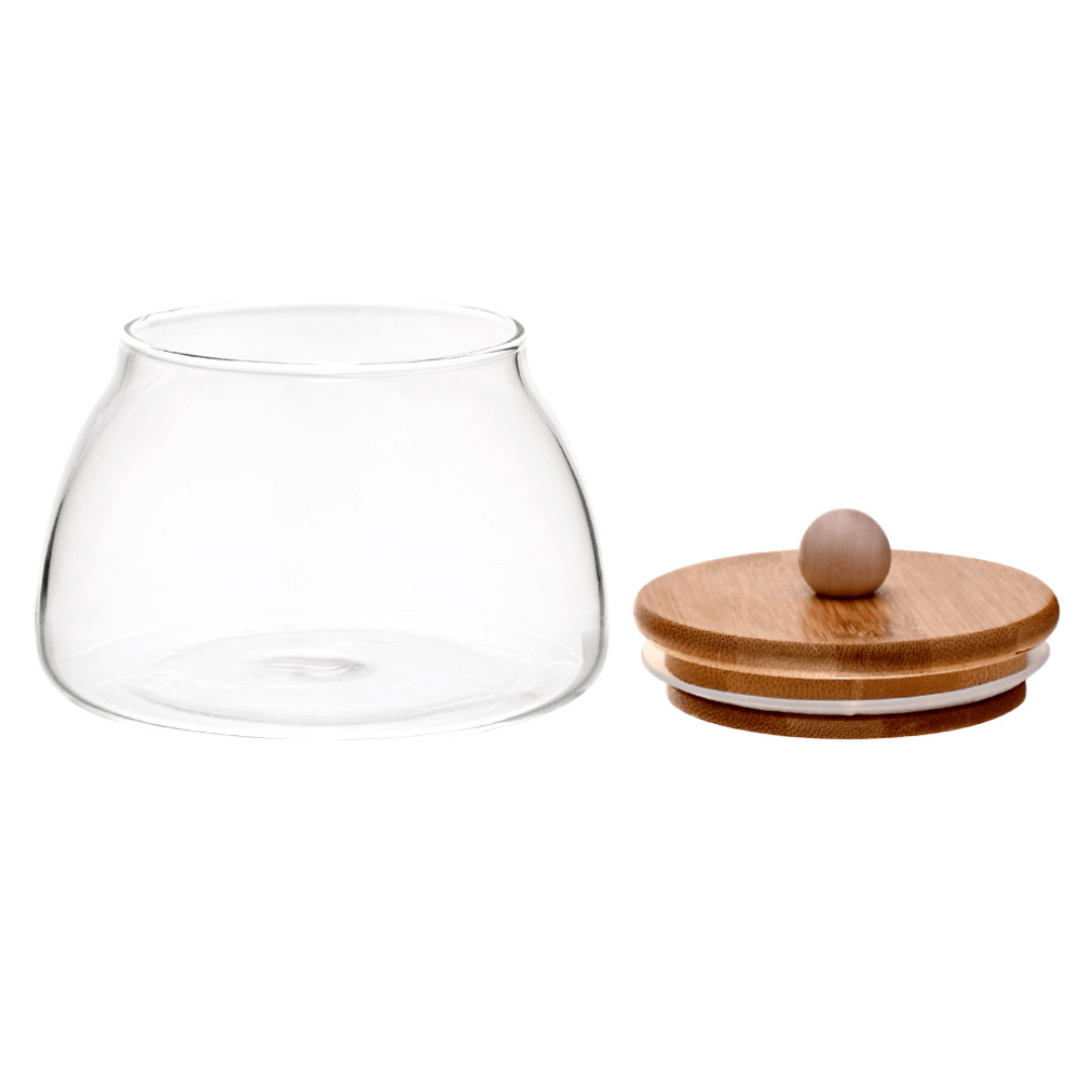 Pote de Vidro com Tampa de Bambu Ecokitchen 11,2cm - Ela Decora