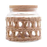 Pote de Vidro com Tampa em Madeira Sisal 520ml - Ela Decora