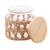 Pote de Vidro com Tampa em Madeira Sisal 520ml - Ela Decora