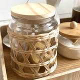 Pote de Vidro com Tampa em Madeira Sisal 750ml - Ela Decora