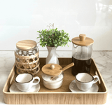 Pote de Vidro com Tampa em Madeira Sisal 750ml - Ela Decora