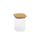 Pote de Vidro Empilhável com Tampa de Bambu Quadrado Mantimento 1,1 Litros - Ela Decora