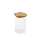 Pote de Vidro Empilhável com Tampa de Bambu Quadrado Mantimento 1,4 Litros - Ela Decora