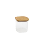 Pote de Vidro Empilhável com Tampa de Bambu Quadrado Mantimento 800ml - Ela Decora