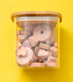 Pote de Vidro Empilhável com Tampa de Bambu Quadrado Mantimento 800ml - Ela Decora