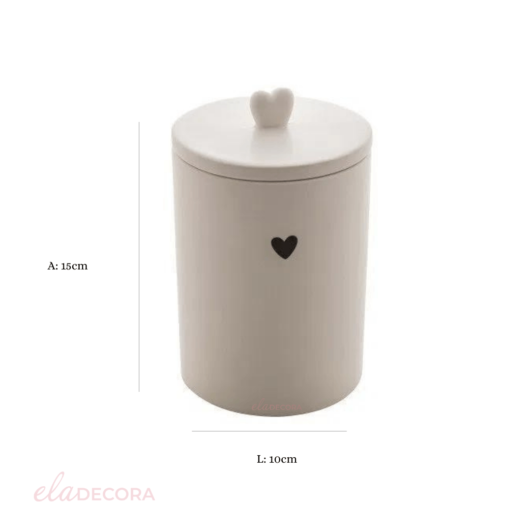 Pote Decorativo de Cerâmica Heart Coração Branco 15cm - Ela Decora