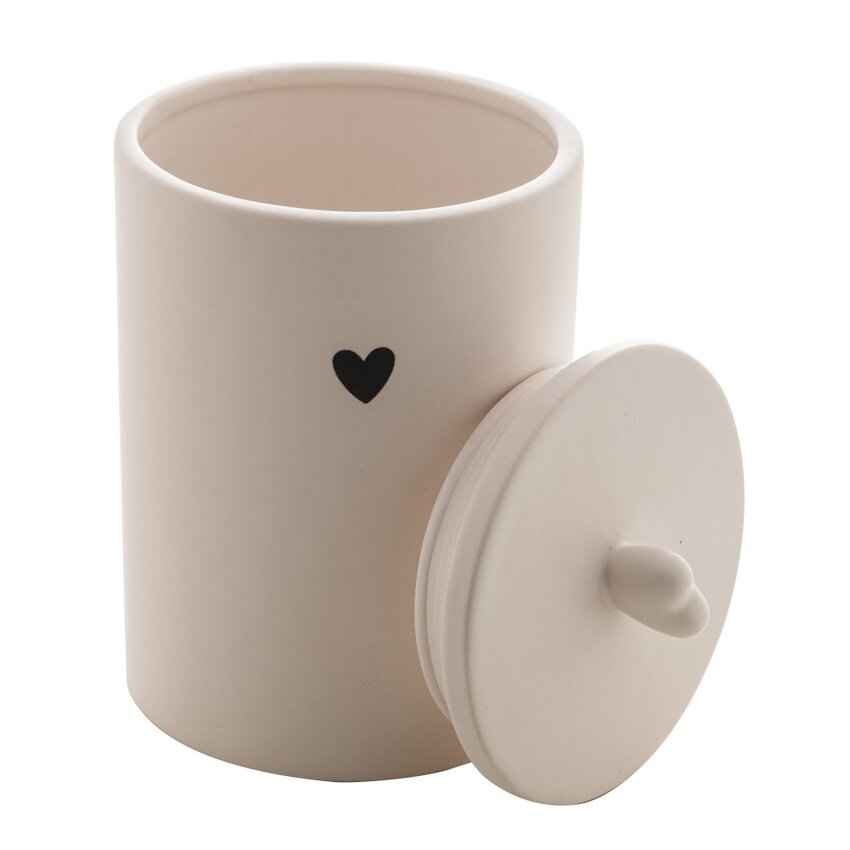 Pote Decorativo de Cerâmica Heart Coração Branco 15cm - Ela Decora