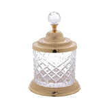 Pote Decorativo Multiuso de Vidro e Zamac Crystal Dourado 18,5cm - Ela Decora