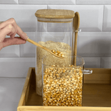 Pote Hermético de Vidro e Bambu Liege com Colher 1,3 Litros - Ela Decora