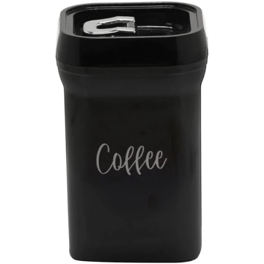 Pote para Café com Tampa Plástica Preta 17cm - Ela Decora