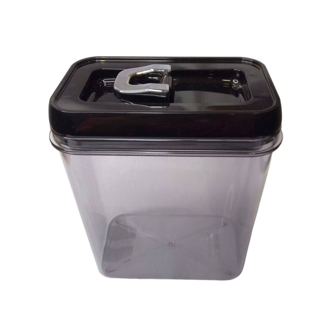 Pote para Mantimentos de Plástico com Tampa Preta 19cm - Ela Decora