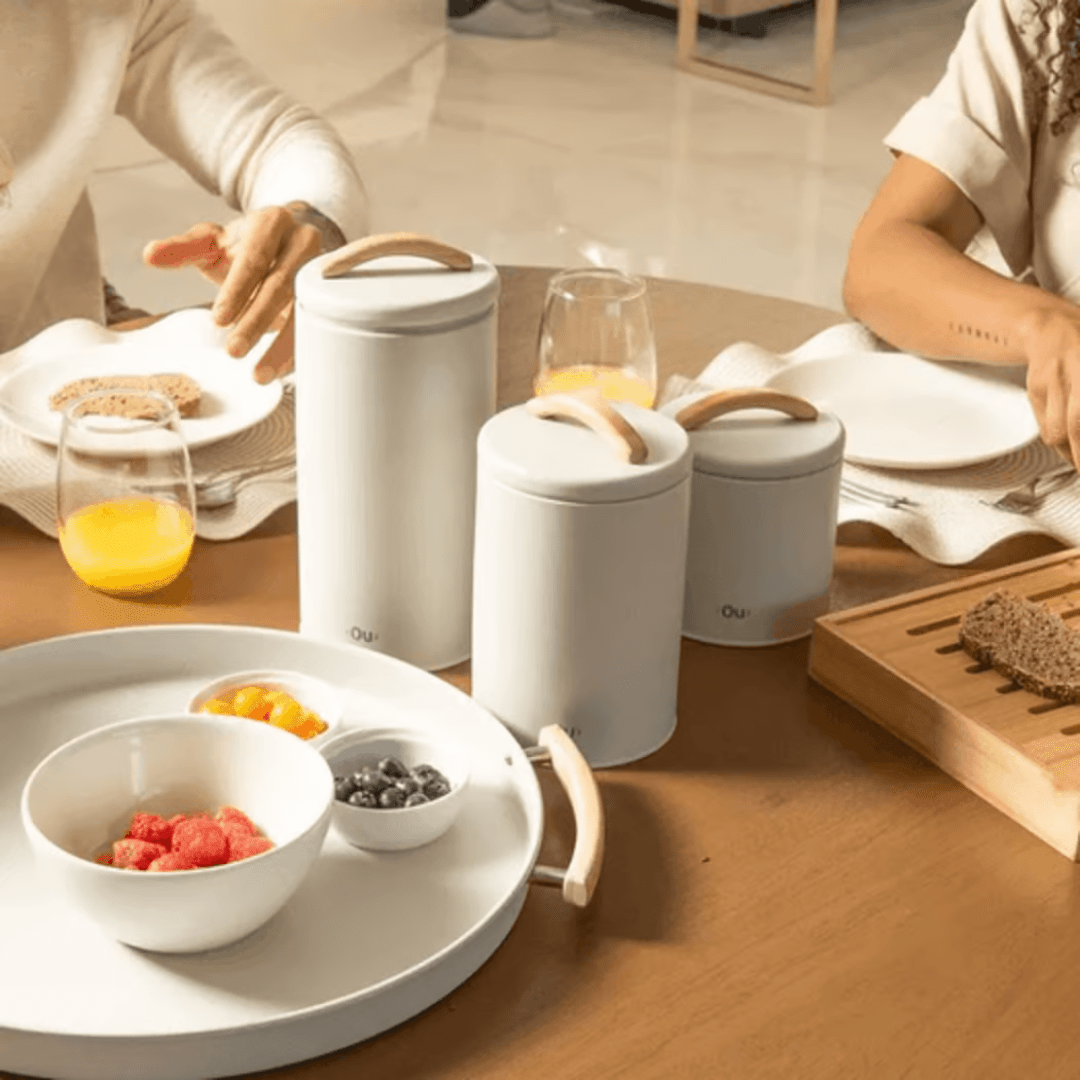 Pote para Mantimentos Hermético Sense 1,75 Litros Bege - Ela Decora