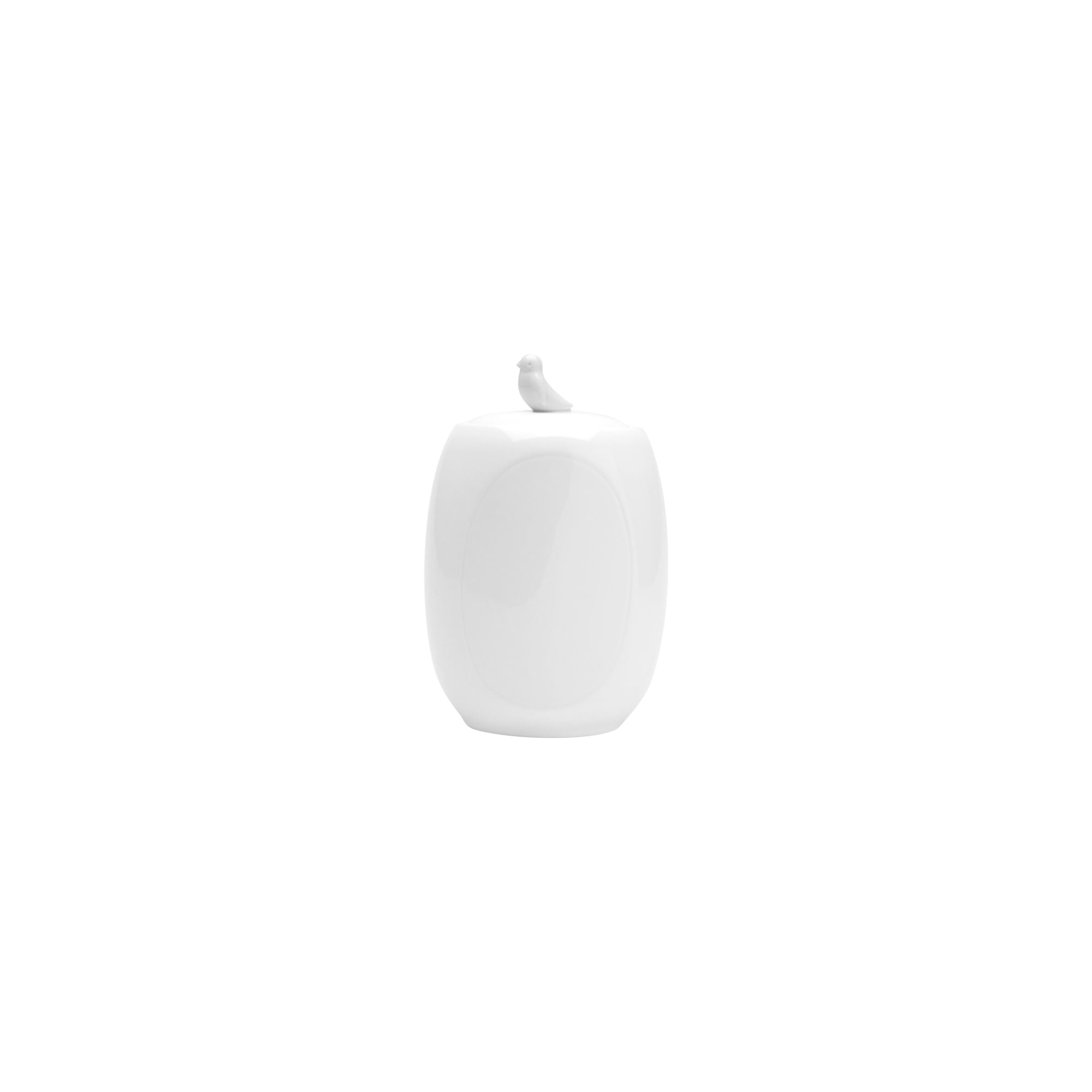 Pote Porcelana Birds com Tampa Branco 17cm - Ela Decora