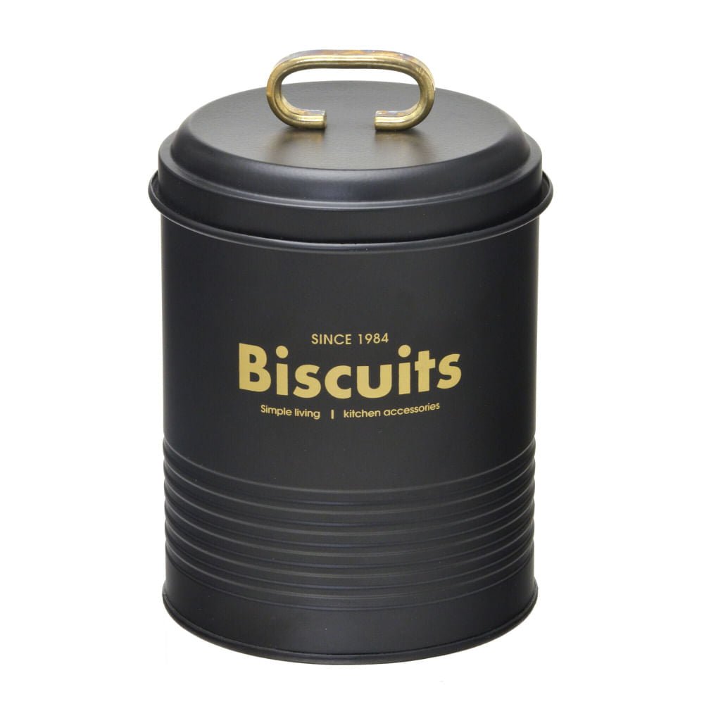 Pote Porta Mantimento Biscoito Metal Preto 19cm - Ela Decora