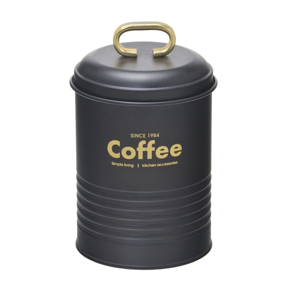 Pote Porta Mantimento Café Metal Preto 19cm - Ela Decora