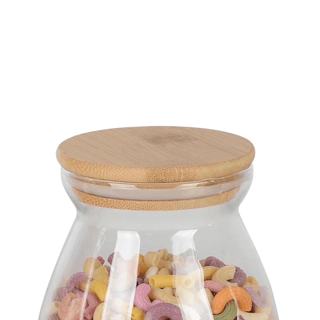Pote Porta Mantimento em Vidro Borossilicato com Tampa em Bambu 650ml - Ela Decora