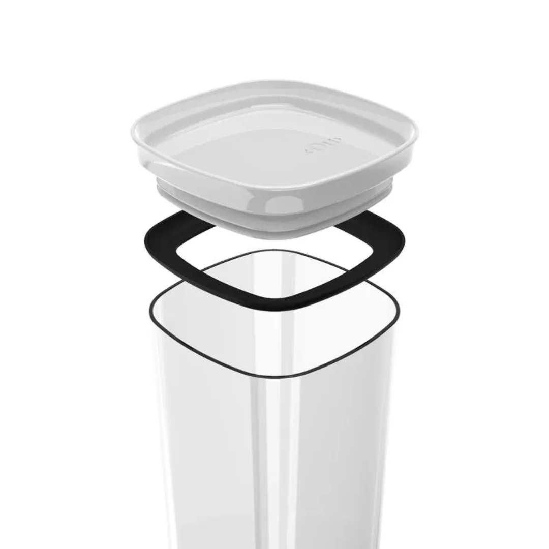 Pote Porta Mantimento Organizador Quadrado com Tampa Hermética Natural com Branco Block 2 Litros - Ela Decora
