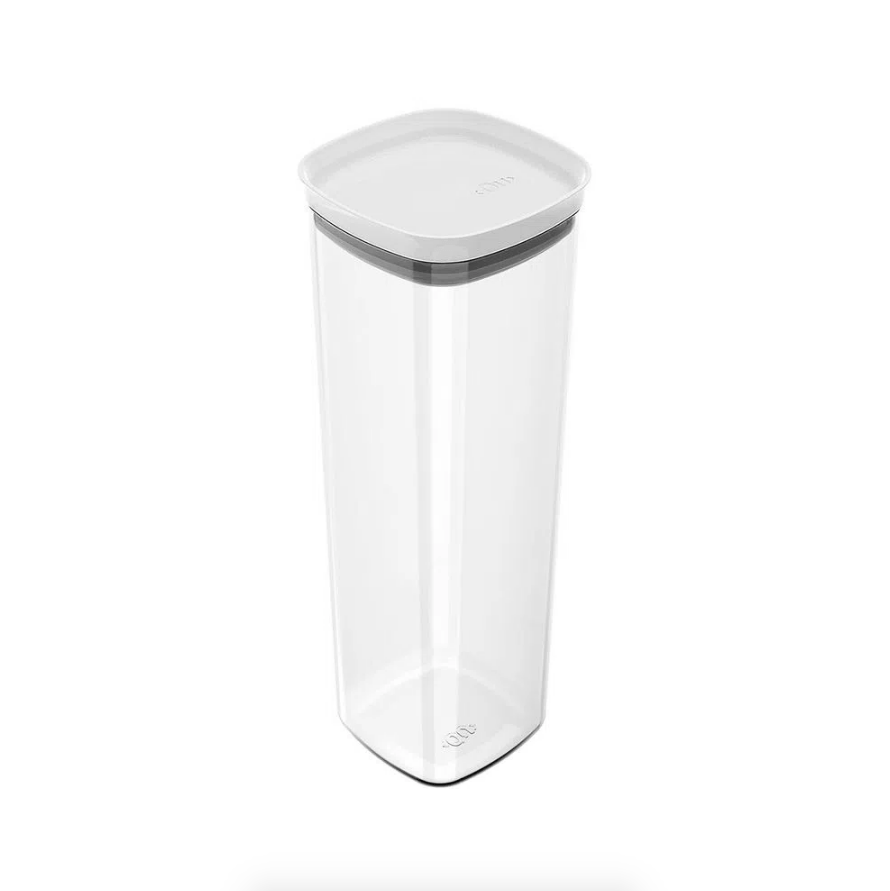 Pote Porta Mantimento Organizador Quadrado com Tampa Hermética Natural com Branco Block 2 Litros - Ela Decora