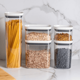 Pote Porta Mantimento Organizador Quadrado com Tampa Hermética Natural com Branco Block 2 Litros - Ela Decora
