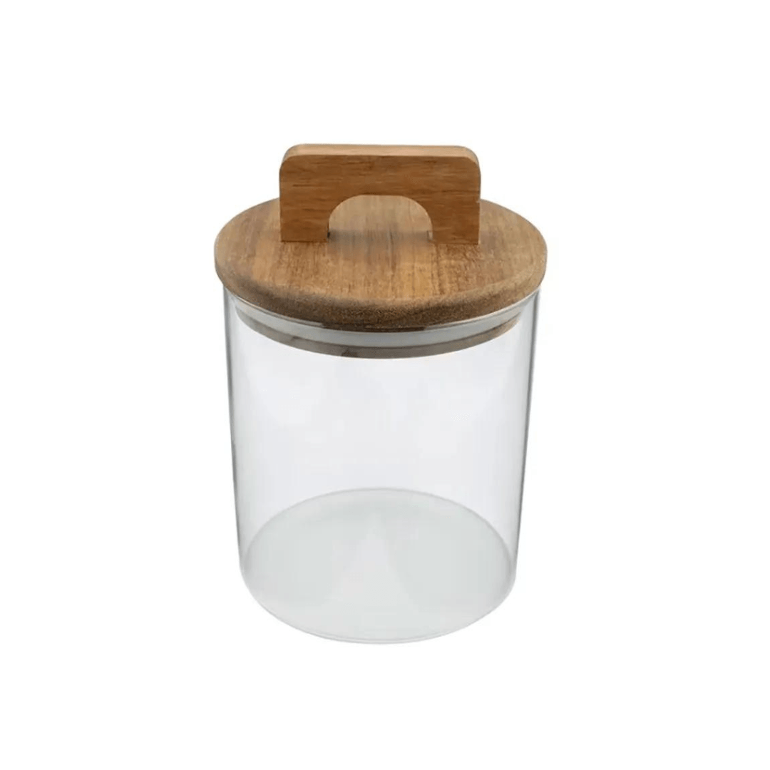 Pote Porta Mantimentos em Vidro Borossilicato com Tampa de Bambu 650ml - Ela Decora