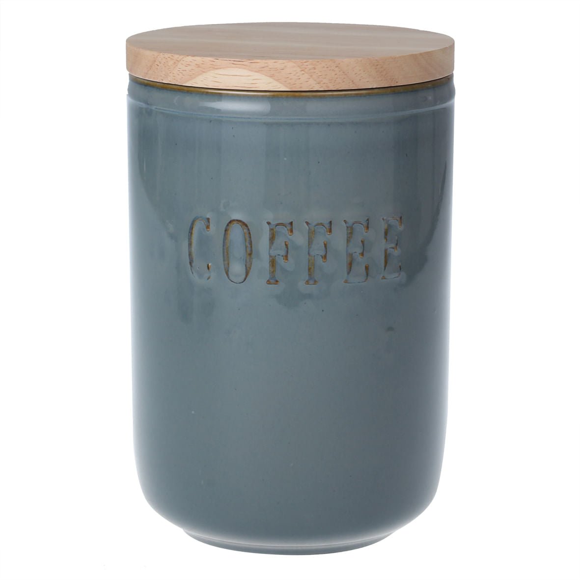 Pote Porta Mantimentos para Café em Cerâmica Cinza com Tampa de Bambu - Ela Decora
