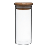 Pote Porta Mantimentos Vidro Borossilicato Tampa de Bambu 180ml - Ela Decora