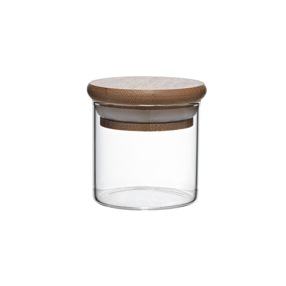 Pote Porta Mantimentos Vidro Borossilicato Tampa de Bambu 80ml - Ela Decora