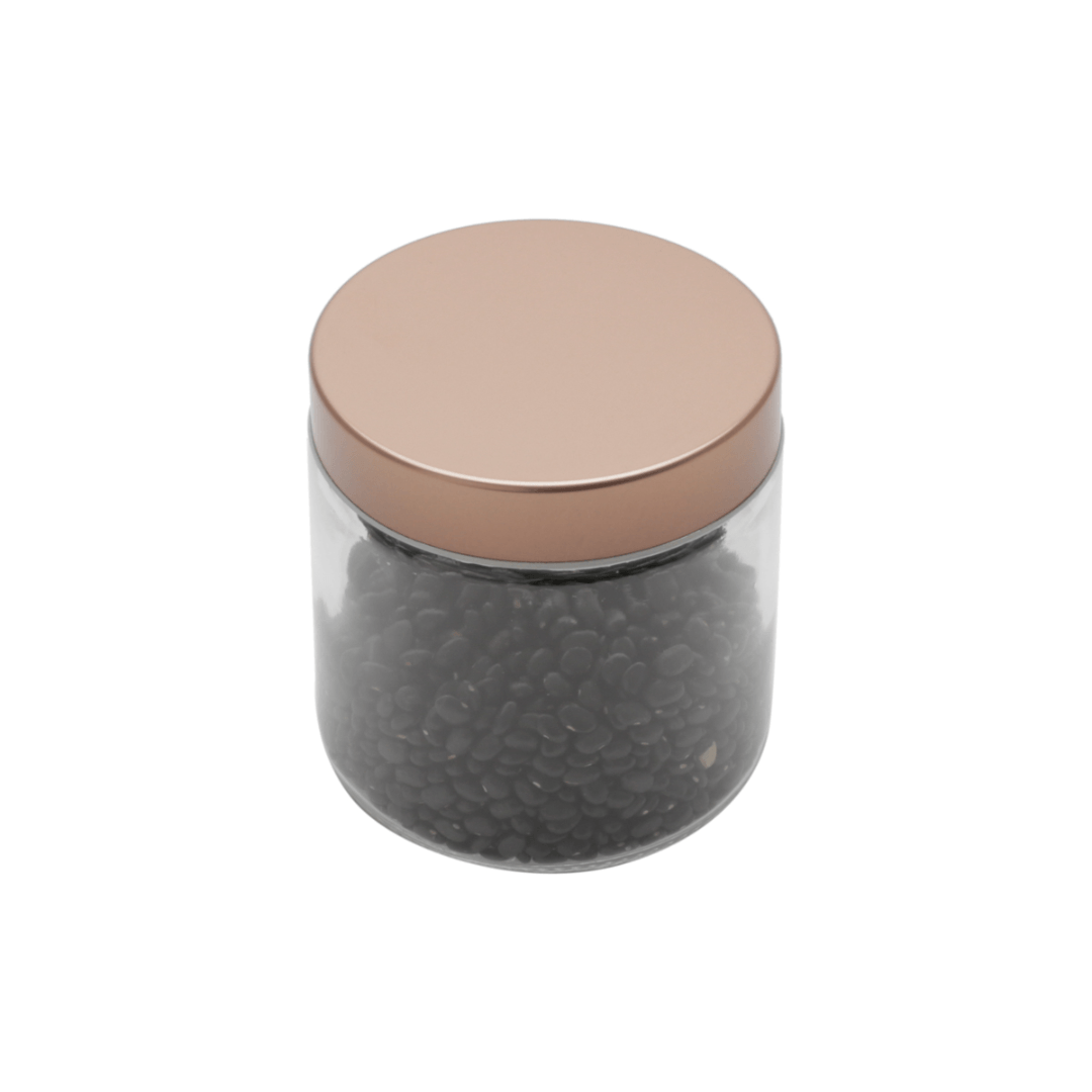 Pote Vidro Borossilicato Com Tampa De Cobre Rose Gold 800ml - Ela Decora