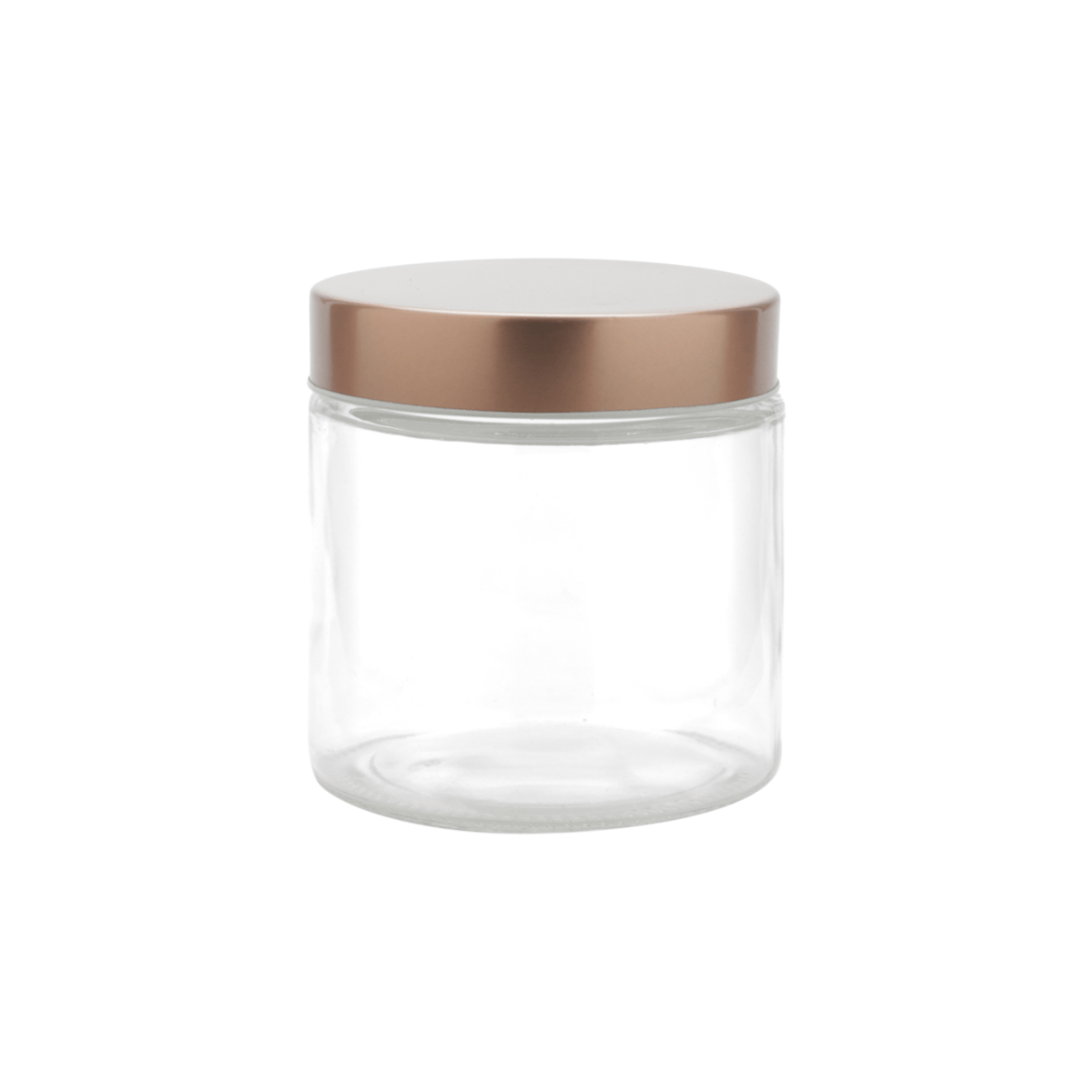 Pote Vidro Borossilicato Com Tampa De Cobre Rose Gold 800ml - Ela Decora