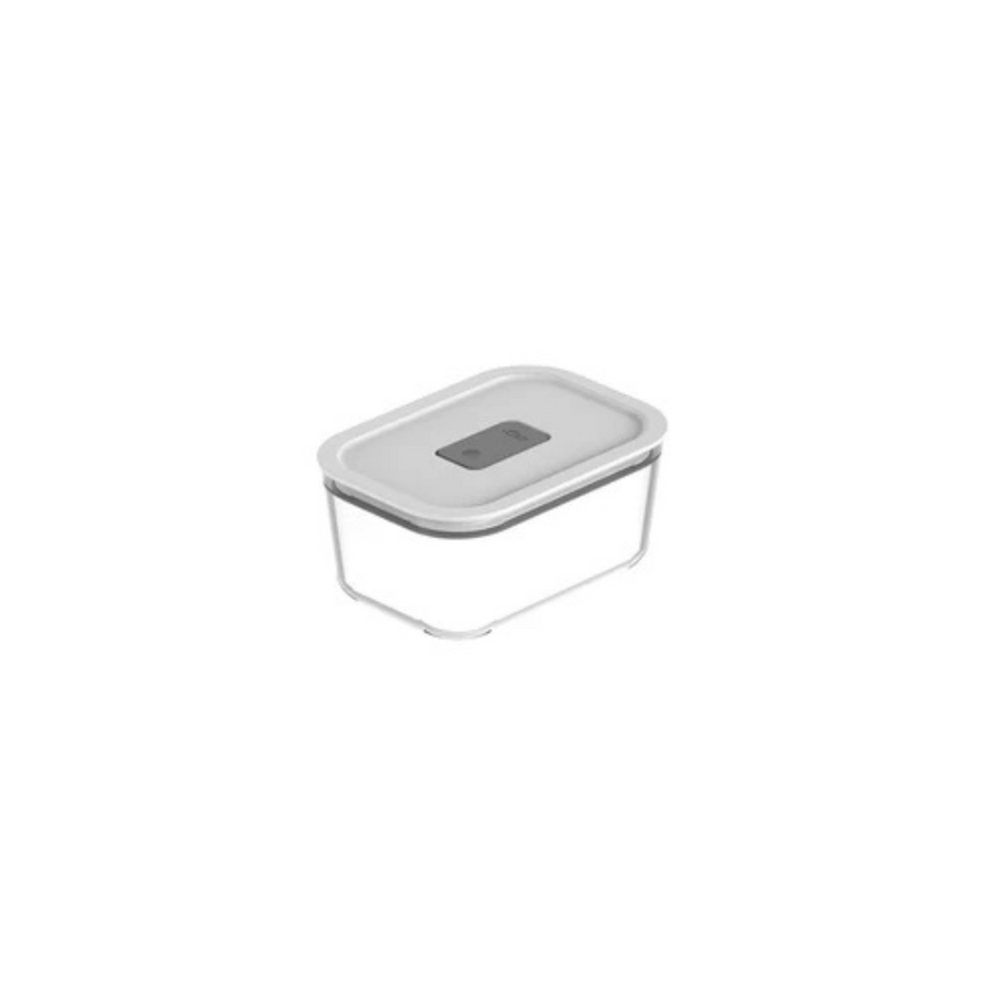 pote de vidro hermetico 725ml com tampa branca visto de angulo lateral em fundo branco
