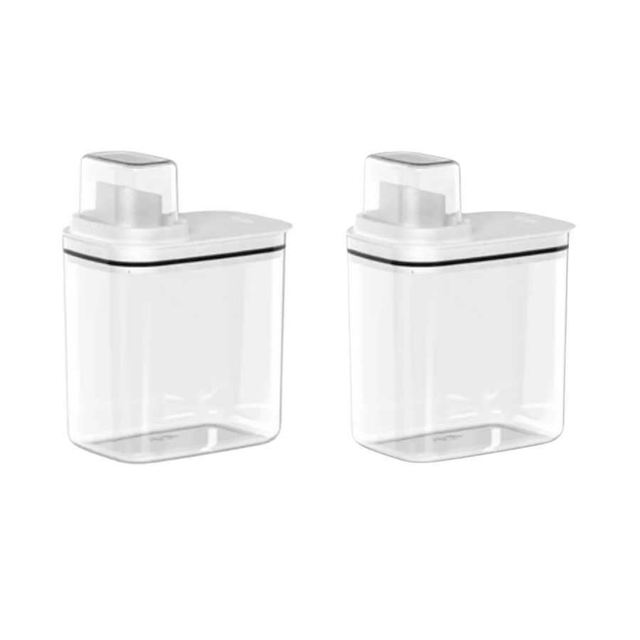 Kit dois potes herméticos dispenser transparentes com tampa branca