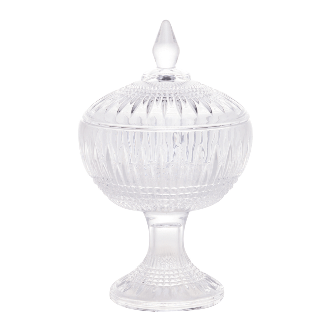 Potiche Bomboniere com Pé de Cristal 22cm Queen - Ela Decora