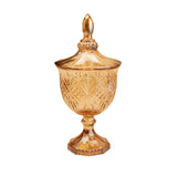 Potiche Bomboniere Dublin com Pé de Cristal Âmbar 24,5cm - Ela Decora