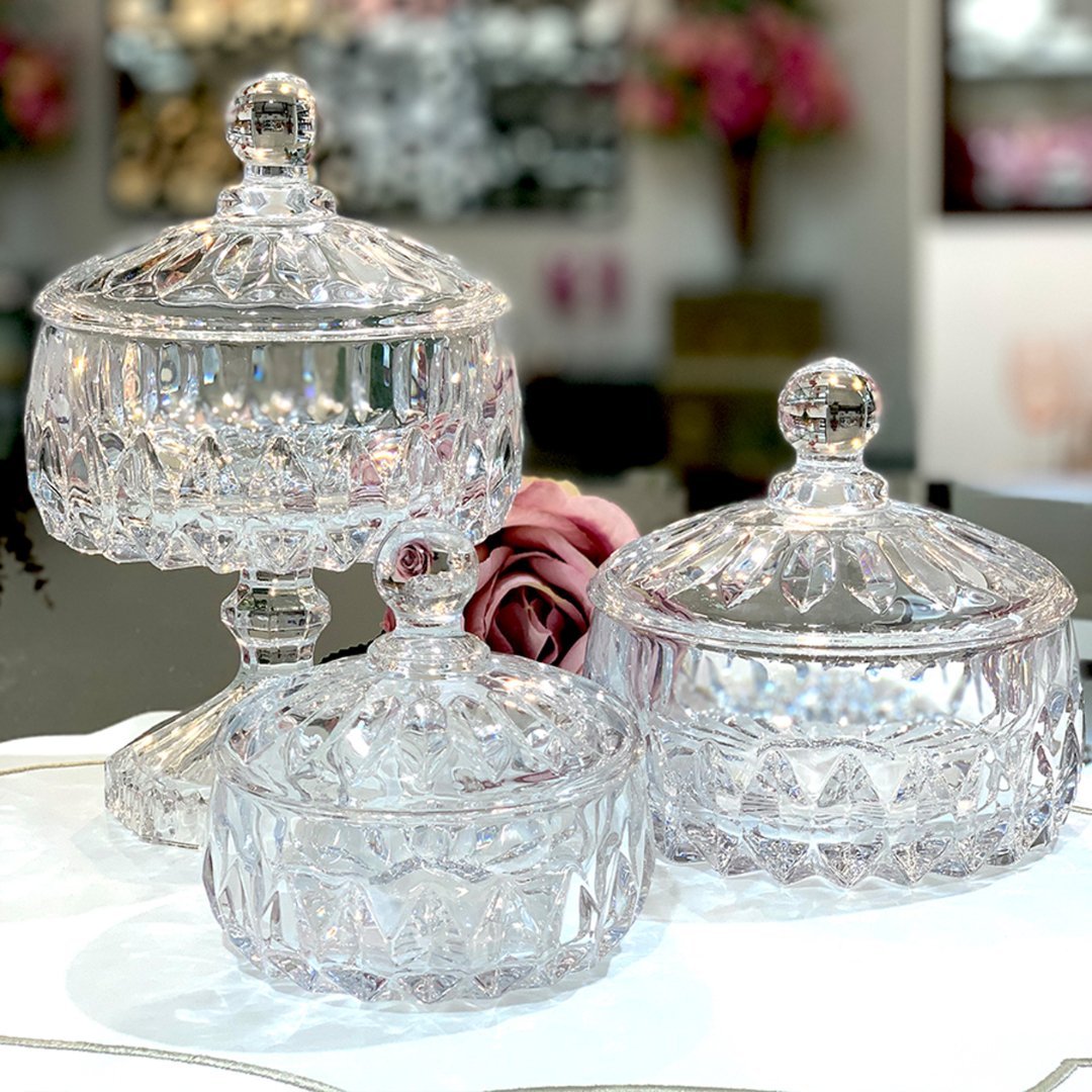 Potiche Bomboniere Louise em Cristal de Chumbo 11cm - Ela Decora