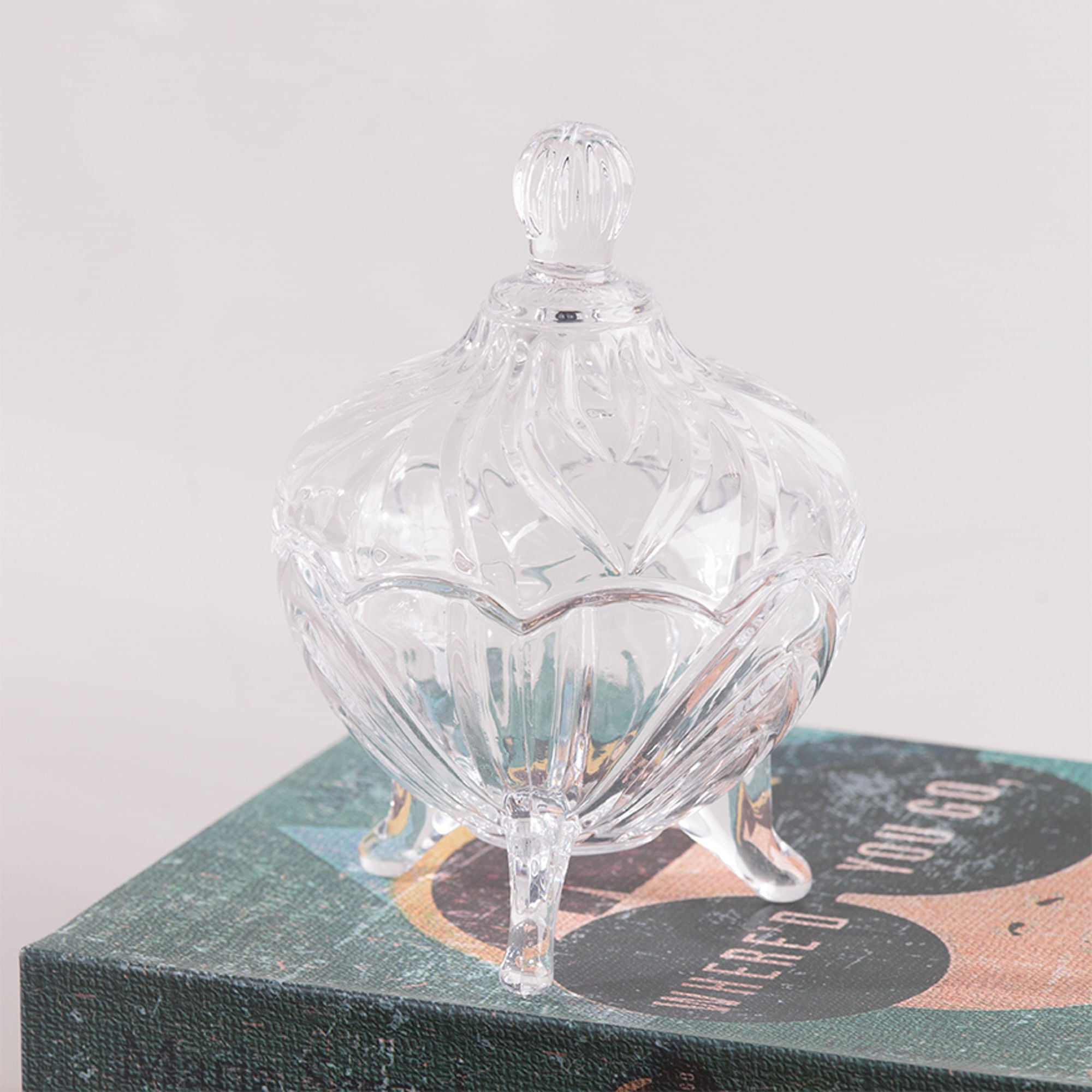Potiche com Pé de Cristal Fruit Transparente 13cm - Ela Decora